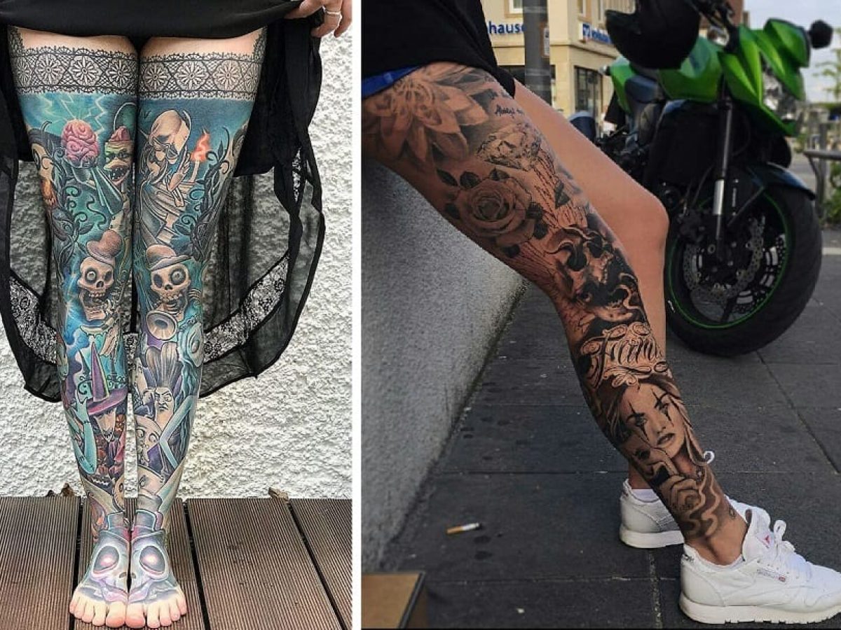 Tatuagem na perna - 80 opções de desenhos e estilos de tattoos femininas